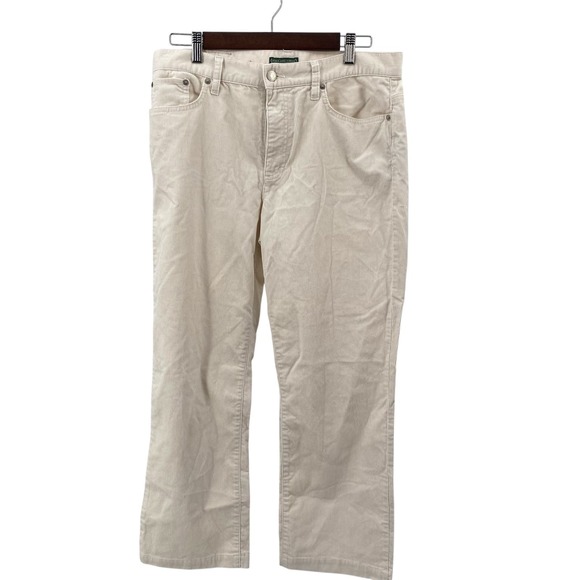 Lauren Jeans Co Ralph Lauren Women's Sz 12 Corduroy Pants Classic Straight Beige - Picture 1 of 7